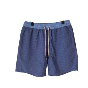 Fair Harbor Mens The Anchor Blue Wave Print Swim Trunks Size Medium V103413